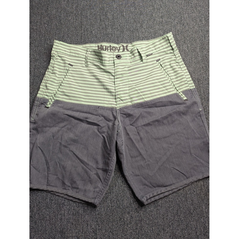 Hurley Phantom Nike Dri-FIT Hybrid Walk Shorts Mens 30 Striped Green Grey‎ Board